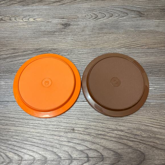 Tupperware 7" Seal N Serve Lid Replacement Orange (1207-14) Brown (1207-44) Vtg - Picture 4 of 13